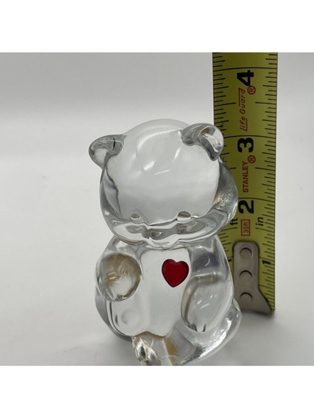 Fenton Art Glass January Birthstone Clear Bear Figurine Red Heart - Picture 2 of 7